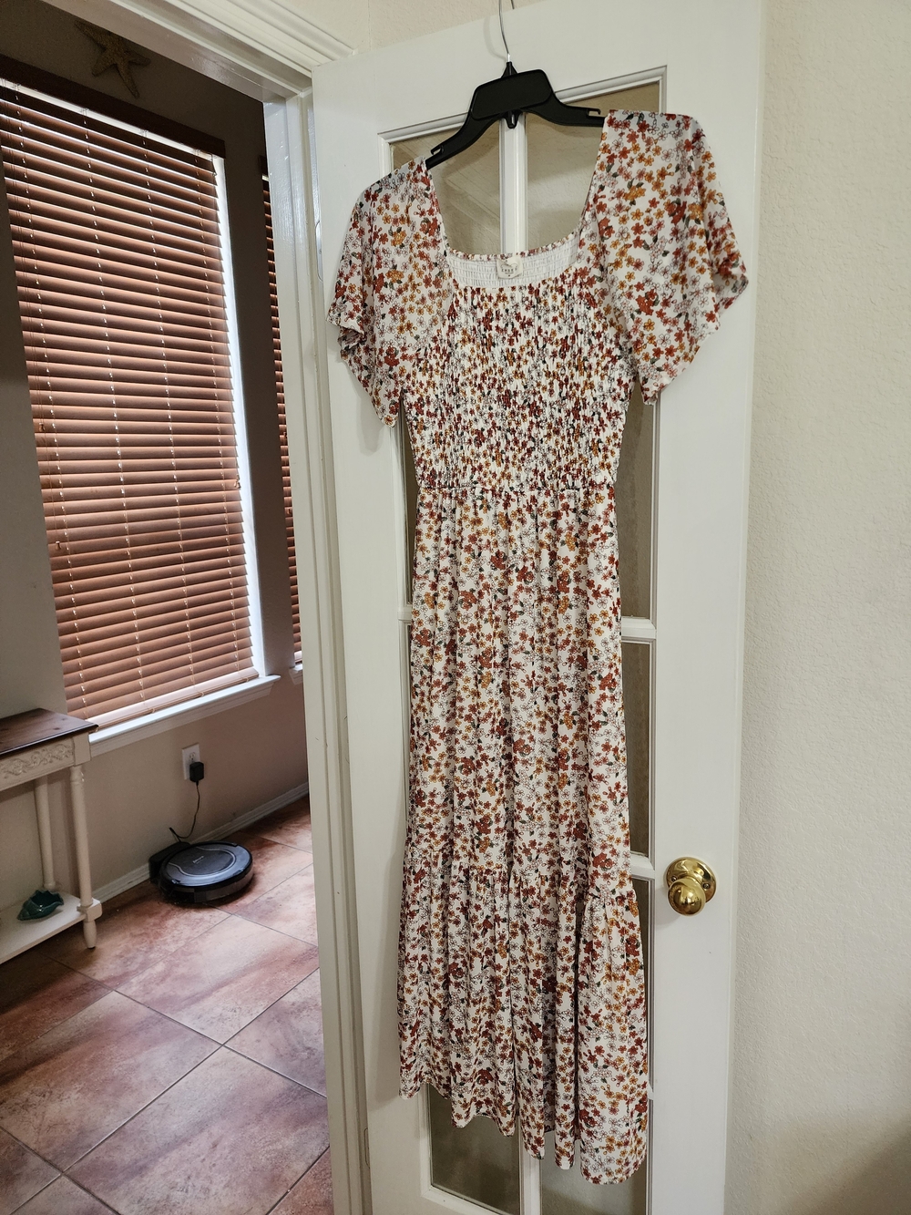 Ember Floral Smocked Maxi Dress Cottagecore Boho Flutter Sleeve Medium - Picture 2 of 13